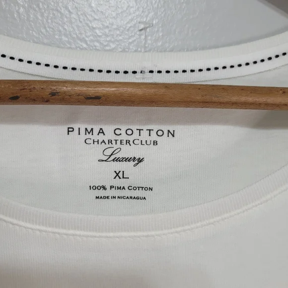 Charter Club 100% Pima Cotton White Tee Size XL - Picture 3 of 11